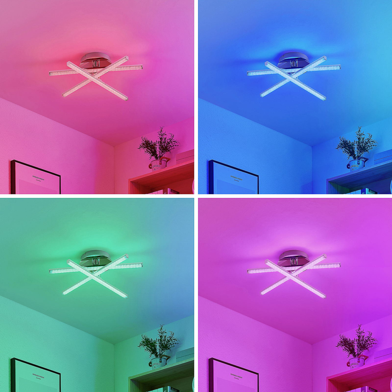 Lindby Kacper LED-Deckenleuchte, RGB-Farbwechsel