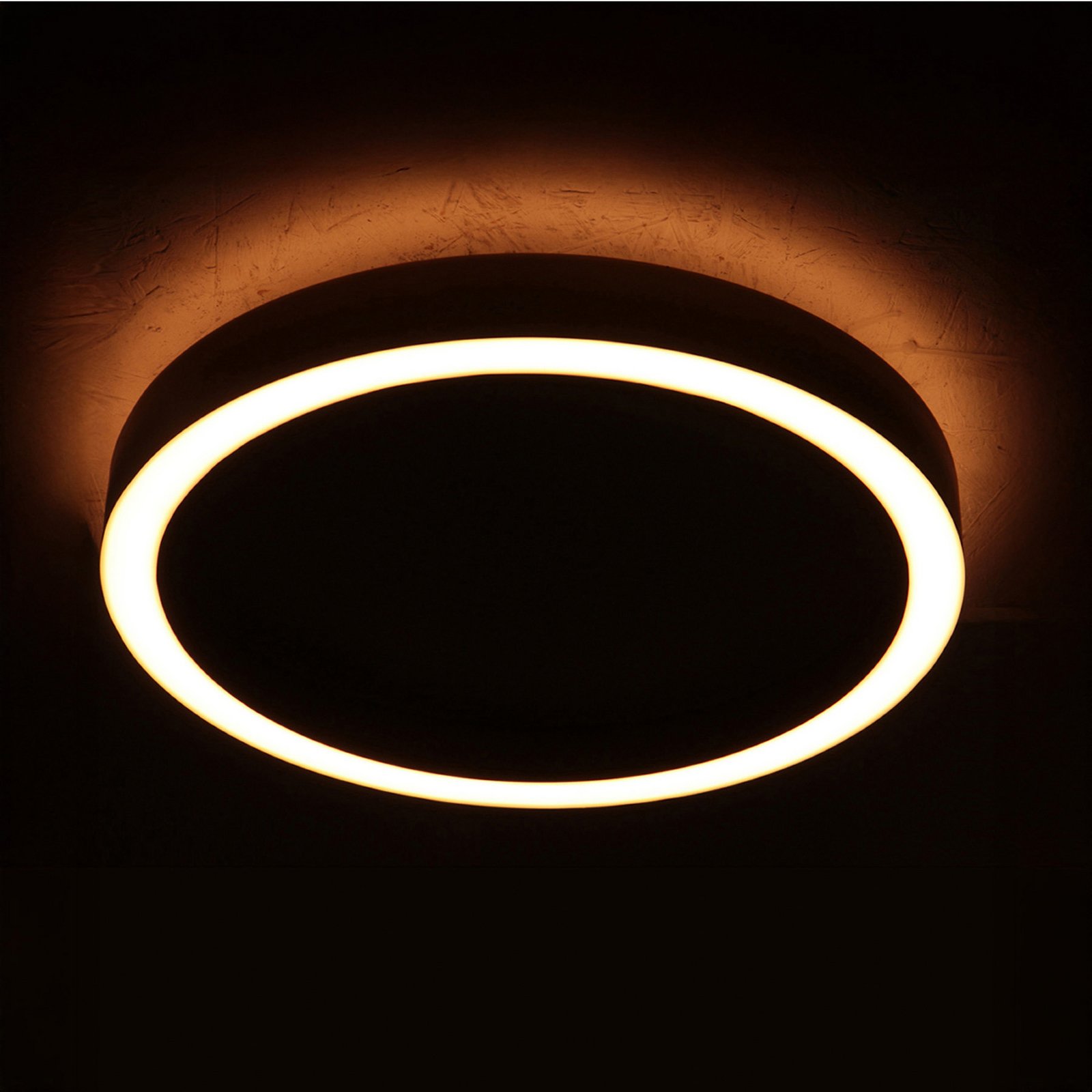 LED-taklampe Ringlux, stålgrå, Ø 40 cm, metall, 2700 K