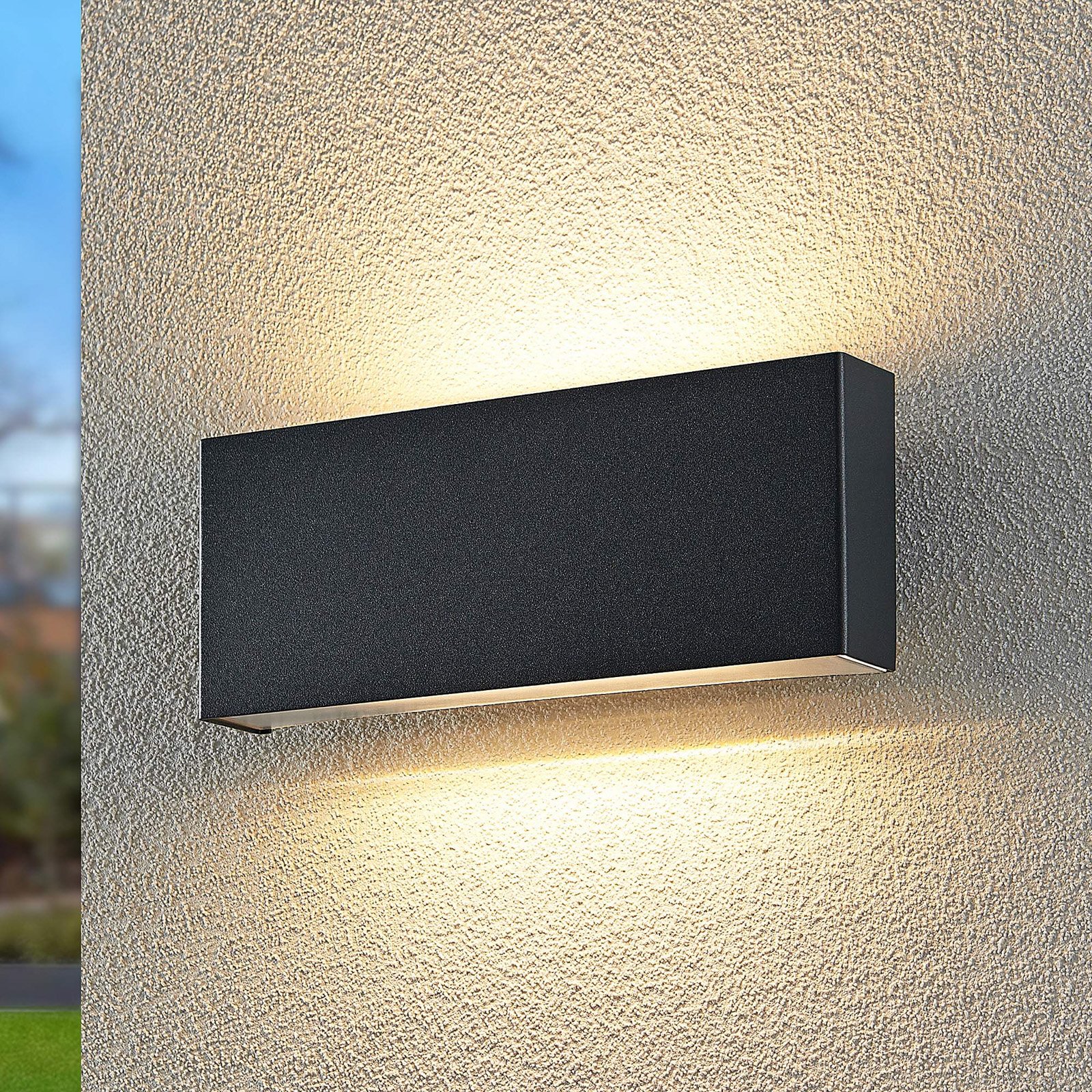 Lindby Kiban LED-utomhusvägglampa i mörkgrått