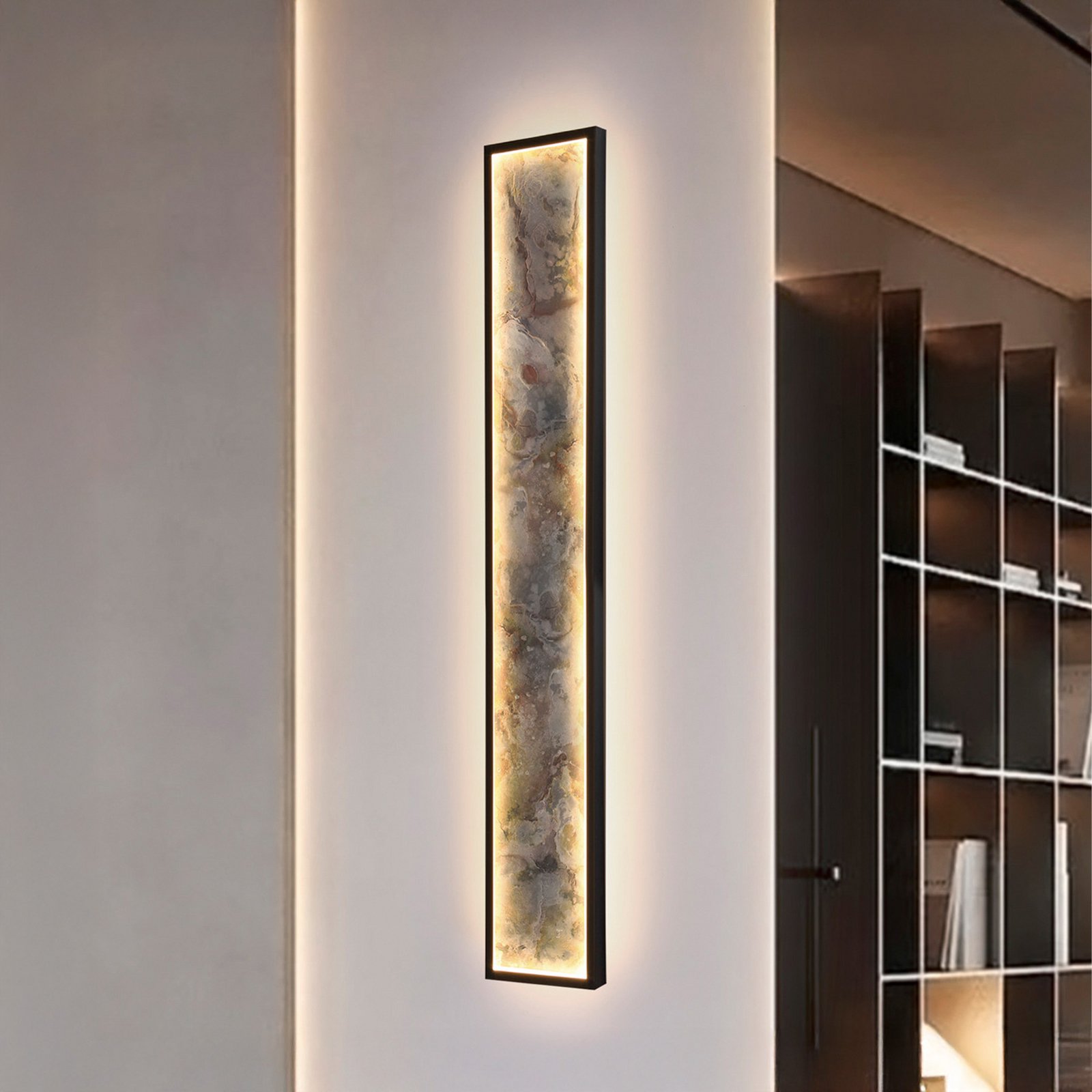 Nástenné svetlo Stone LED, 100 x 15 cm, CCT, čierna farba, kov