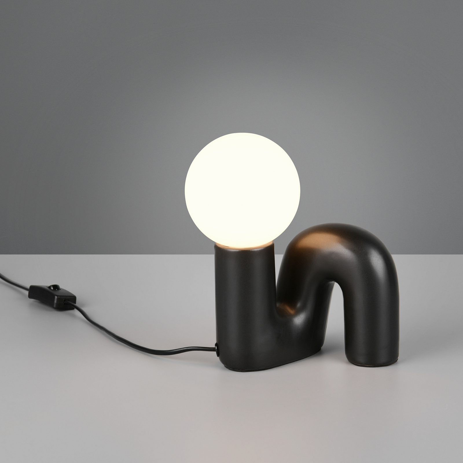 Lampa de masă Quinn, negru, înălțime 22 cm, ceramică/sticlă, G9