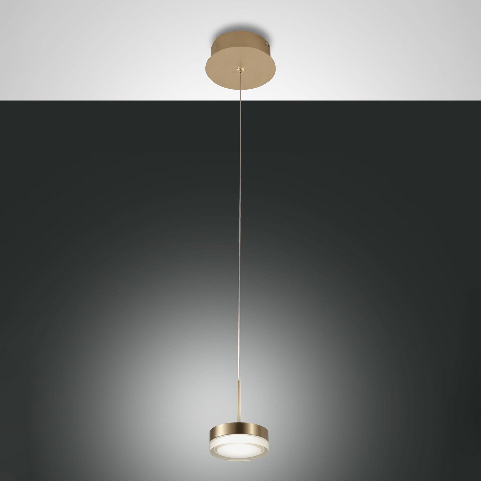 Lámpara colgante LED Dunk, latón, 1 luz, 3.000 K, metal