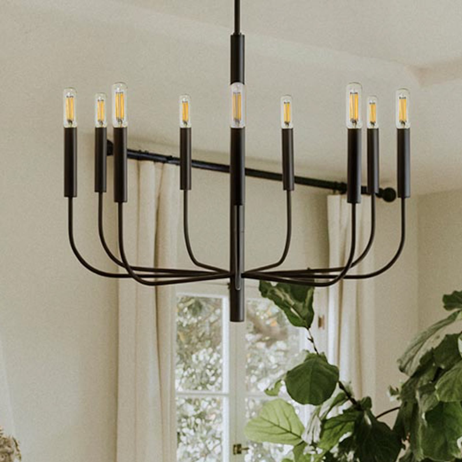 Lustre Brianna, preto, Ø 84 cm, 9 lâmpadas, metal - FEISS