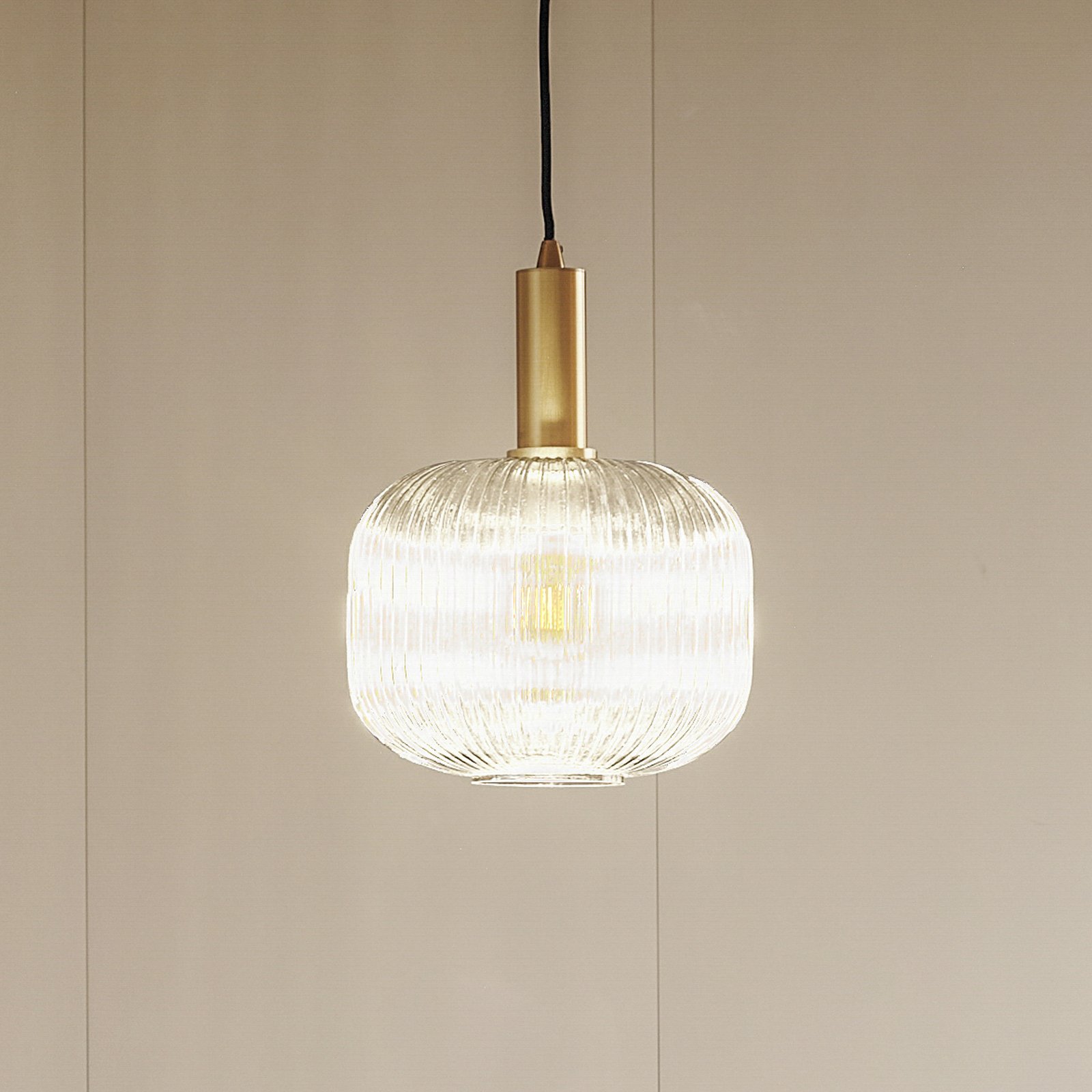 Lindby Doroteo hanglamp, 1-lamp, grijs, glas