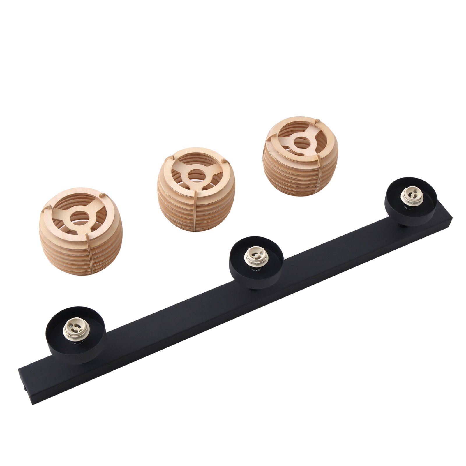 Ediz 3 Ceiling Lamp Wood/Black - Lindby