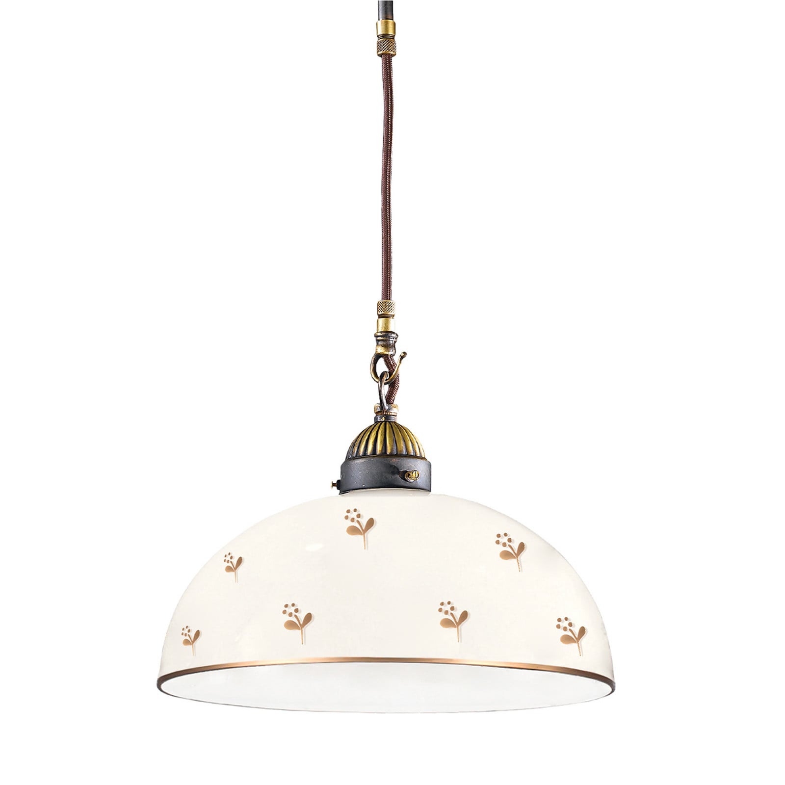 austrolux Kolarz Lampă suspendată Nonna Ø 30 cm Floare auriu Margine netedă - Camera de zi / sufragerie - Casă de țară / Rustic - alb auriu alamă - Sticlă