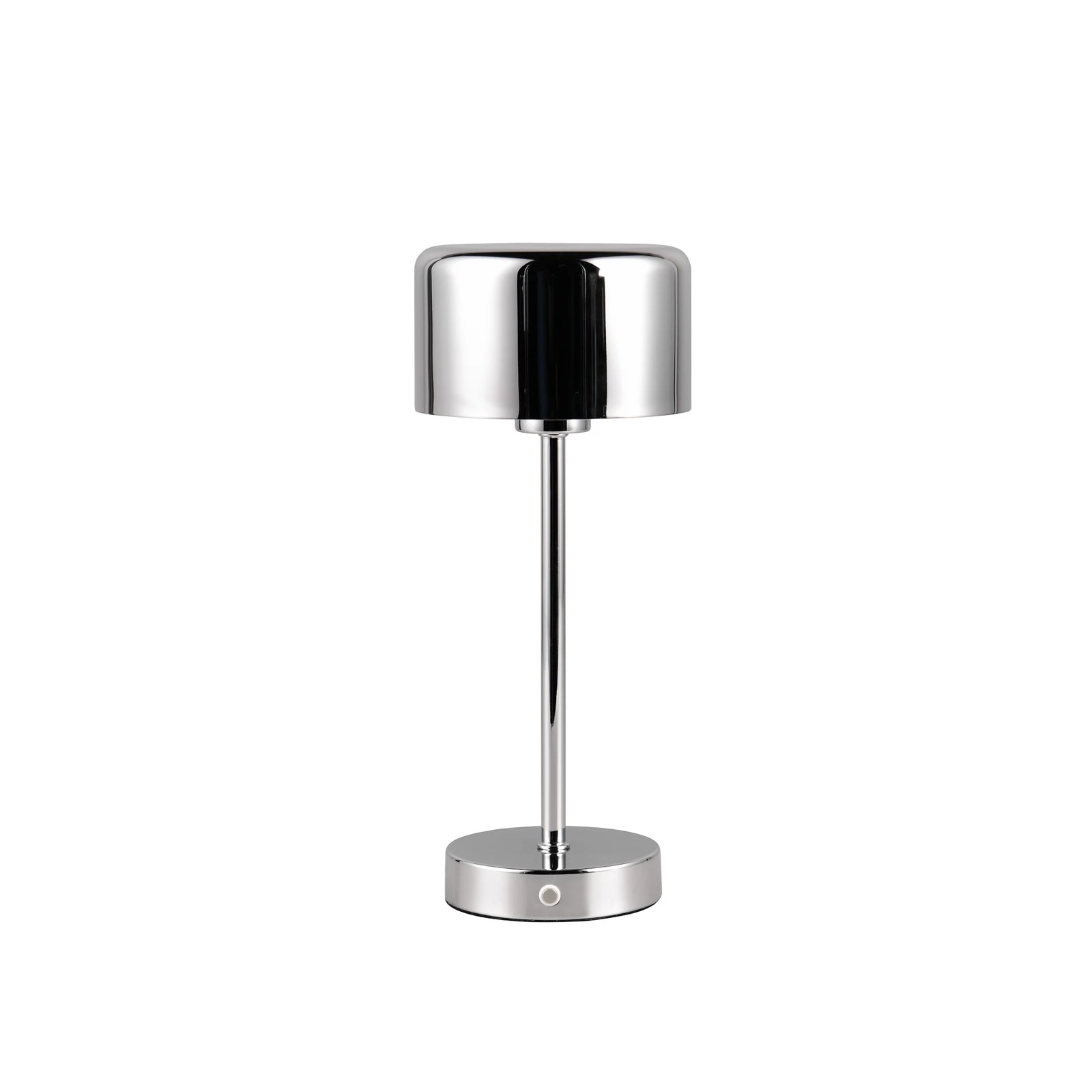 Jeff LED įkraunama stalinė lempa, chromo spalvos, 30 cm aukščio, metalinė
