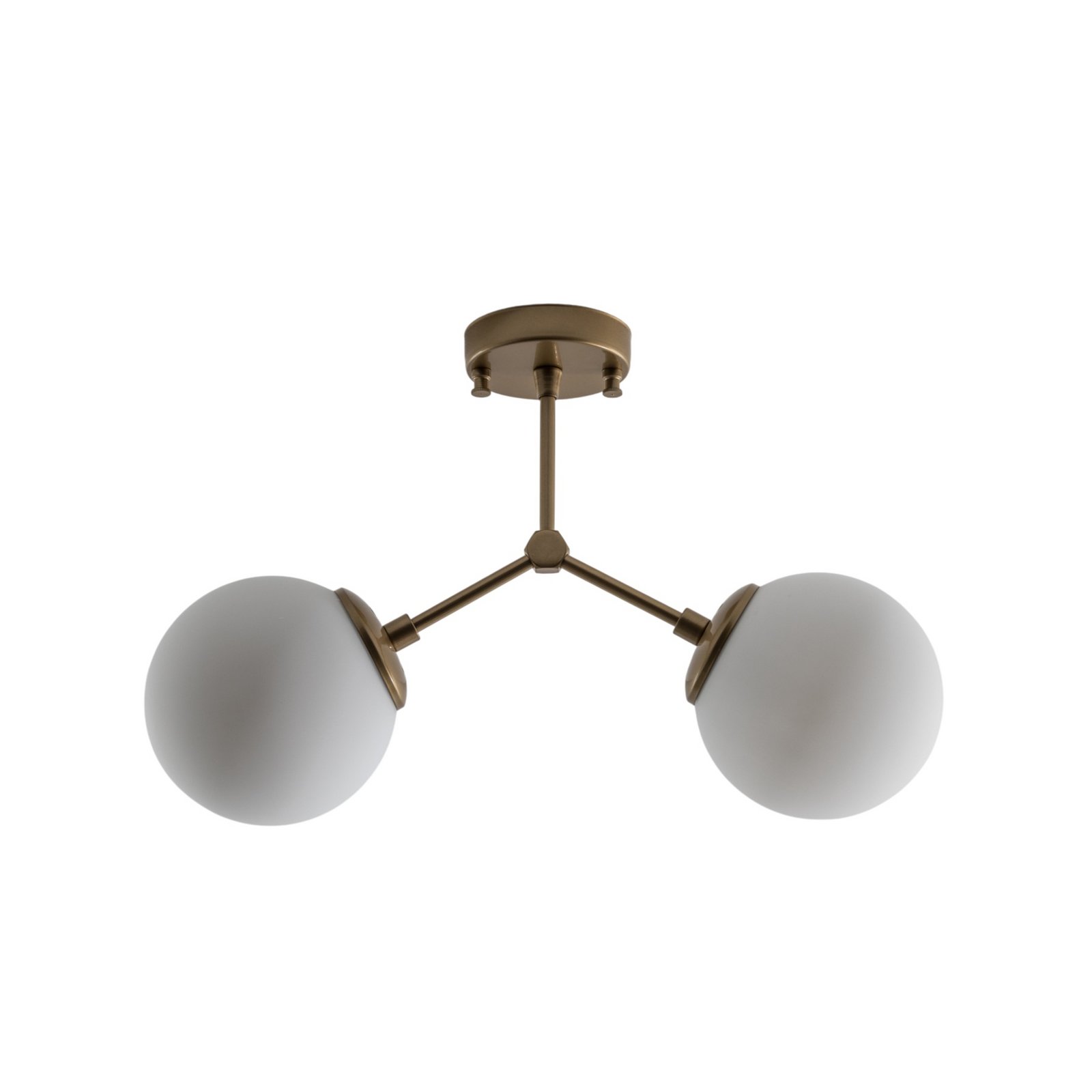 Plafoniera Damar, oro, vetro, a 2 luci, lunghezza 44 cm, E27