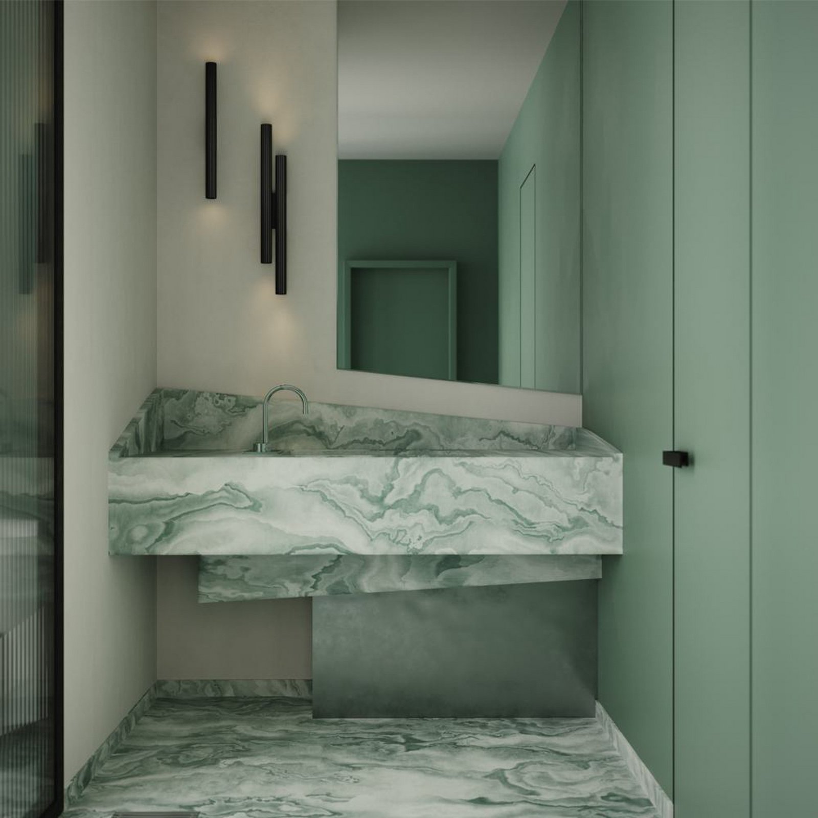 Calipso LED wall light, black, height 49 cm, metal, 4-bulb.