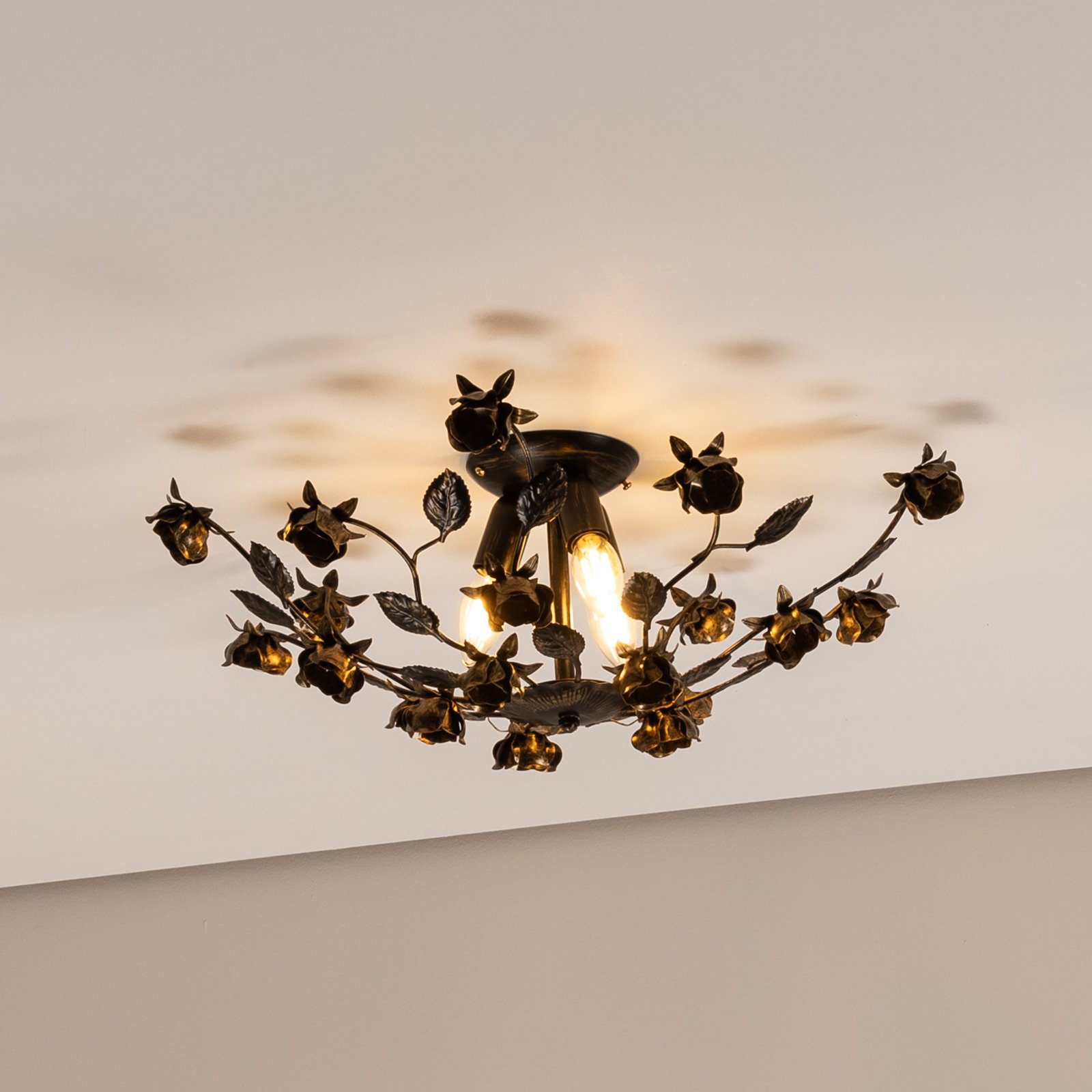 Lampa sufitowa Carolina, brązowa, 3-punktowa, żelazo