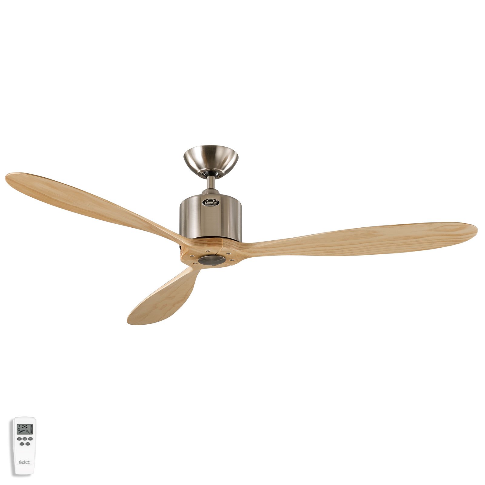 Aeroplan Eco ceiling fan, chrome, light wood