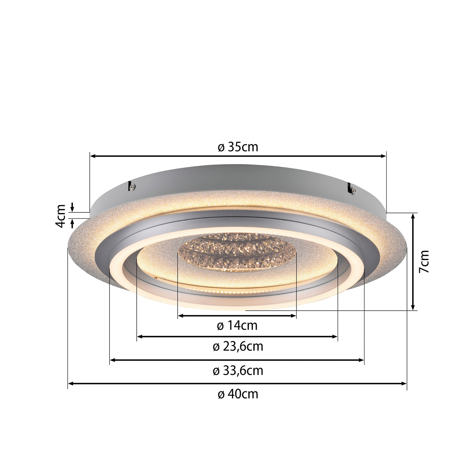 LED-loftlampe Cichio, sølvfarvet, jern, 3.000 K LED-loftlampe Cichio, sølvfarvet, jern, 3.000 K