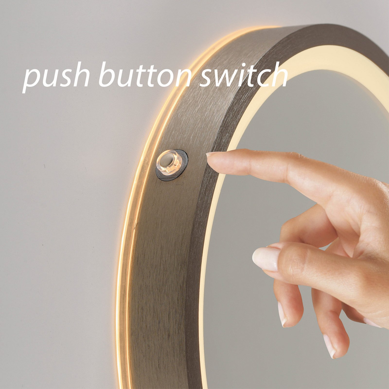 VIDRO LED wall mirror, bronze, Ø 26 cm, power bank, switch