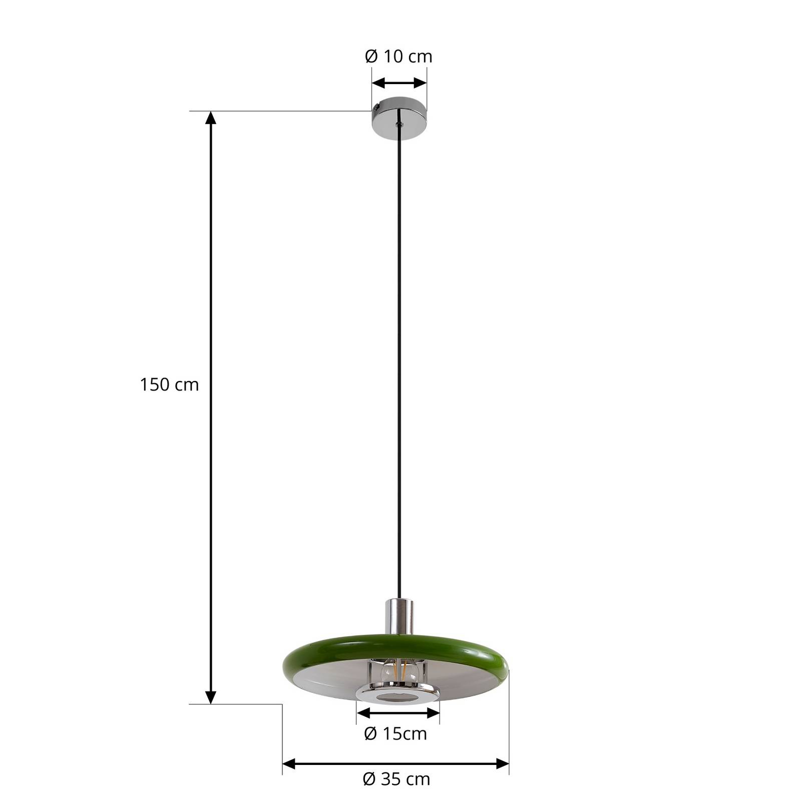 Lindby lampa wisząca Branford, Ø 35 cm, zielona, metal