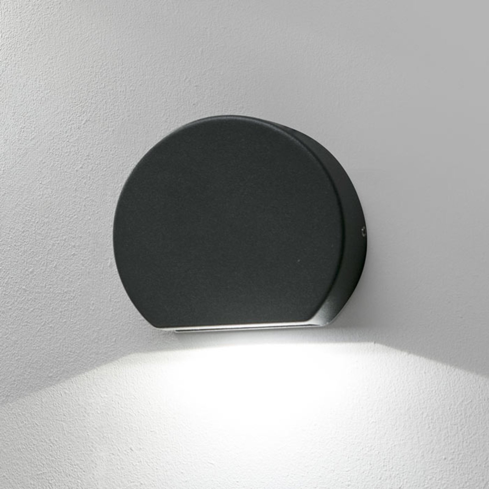 Στρογγυλό φωτιστικό τοίχου LED Pill σε σκούρο γκρι χρώμα