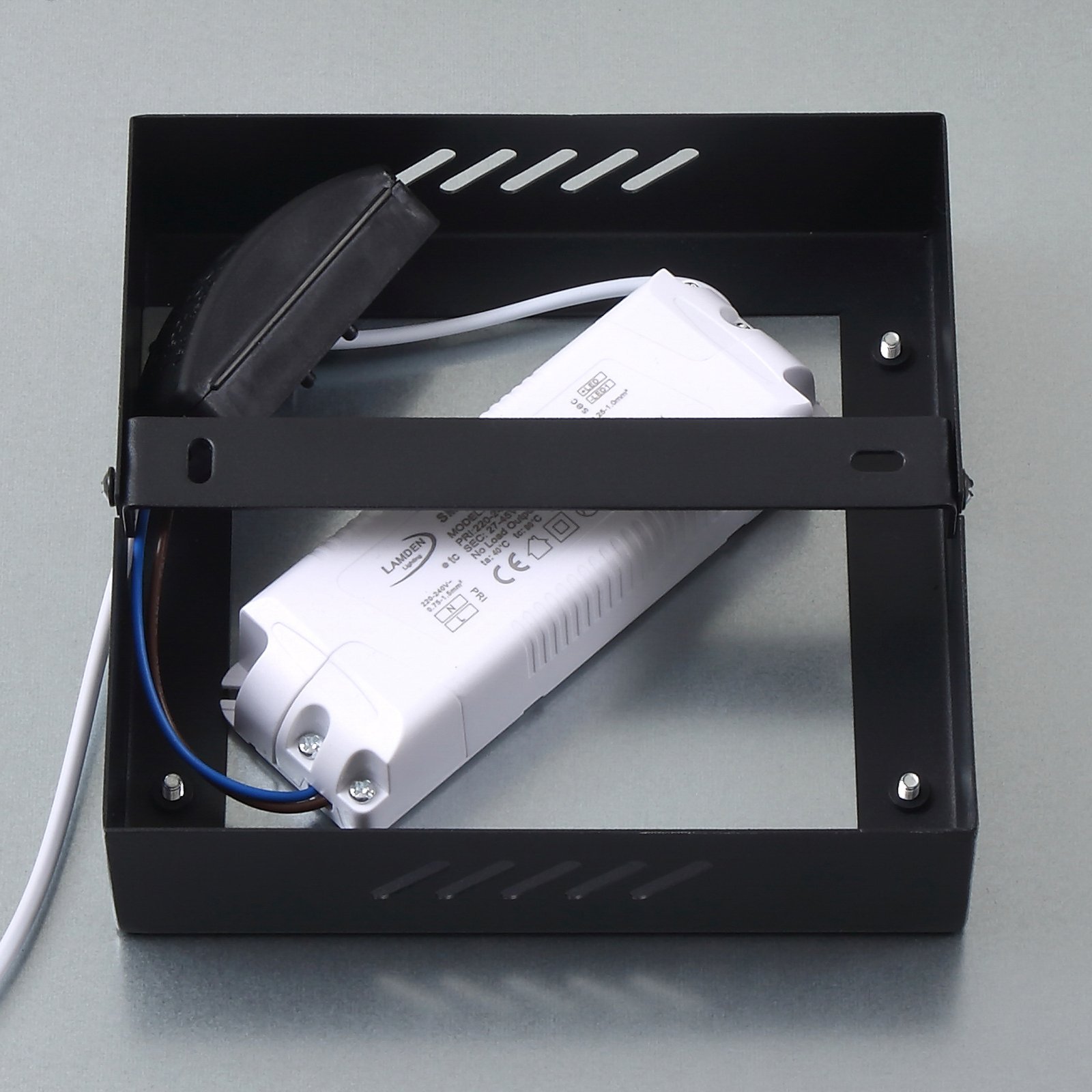 Lindby LED-panel Enhife, sort, 29,5 x 29,5 cm, aluminium