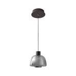 Lámpara colgante LED Bover Drep S/01, gris humo, cristal, 2700 K