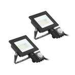 Prios Faretto da esterno a LED Maikel, sensore, 20 W, metallo, set da 2