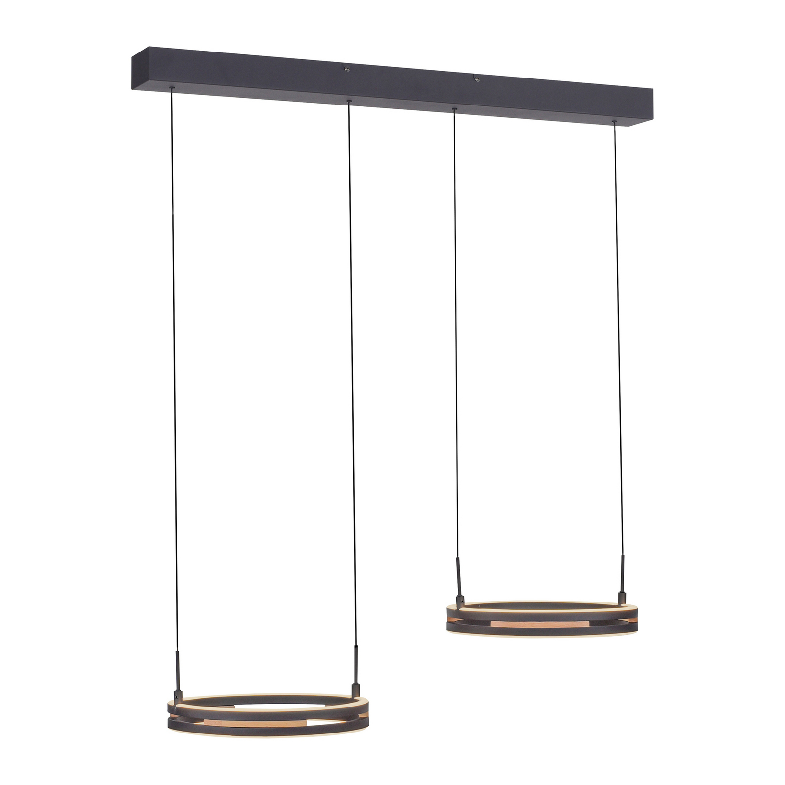 Sveja LED függő lámpa, hossza 85 cm, fekete/fa színű, CCT