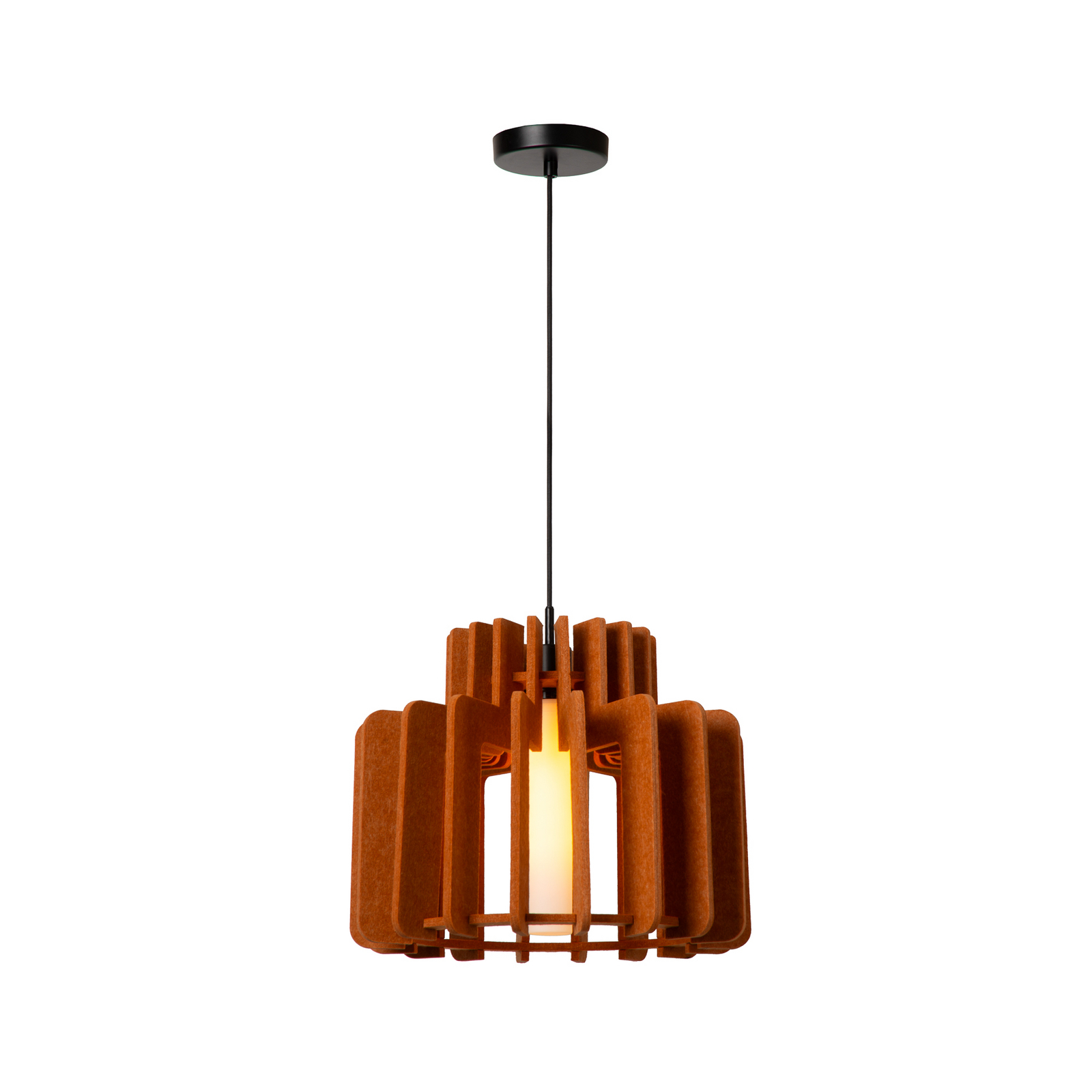 Lampă suspendată Rollo, teracotă, Ø 40 cm, țesătură/metal/sticlă