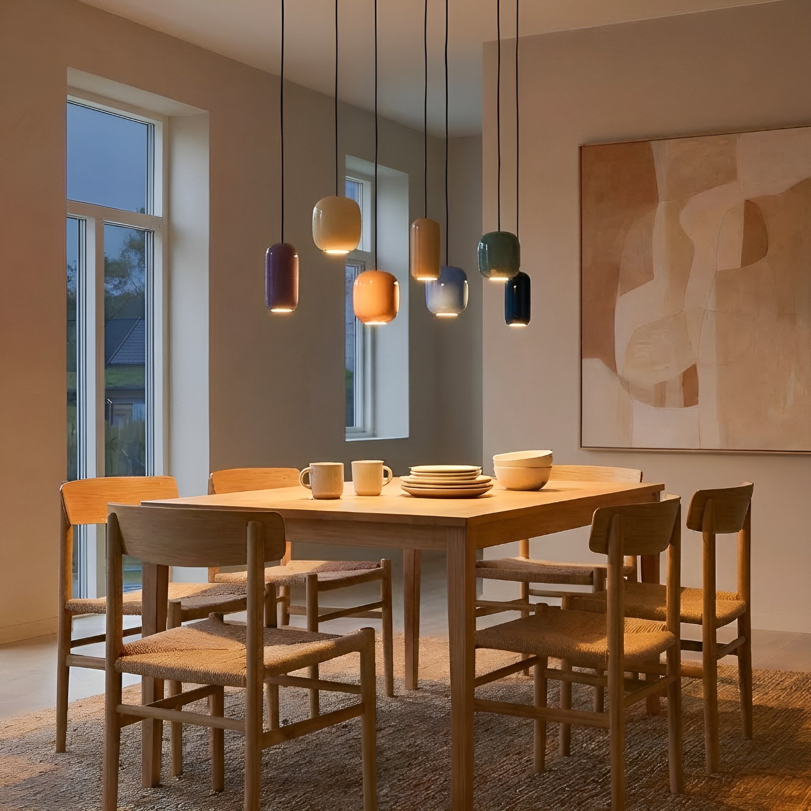 Lucande pendant light Narion, 7-bulb, colourful, metal, GU10