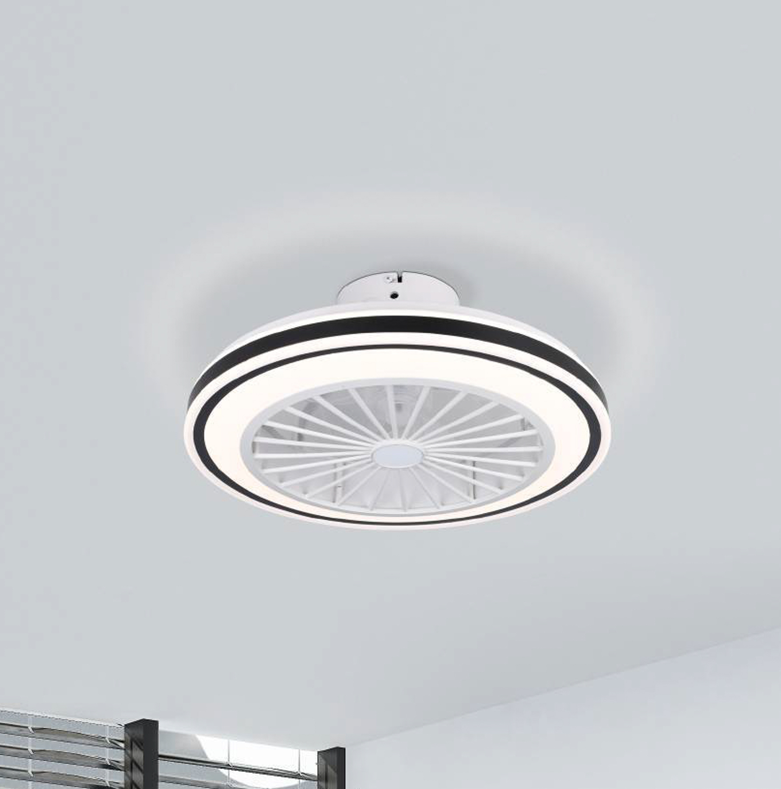 Ventilateur de plafond Almeria LED CCT, blanc/noir