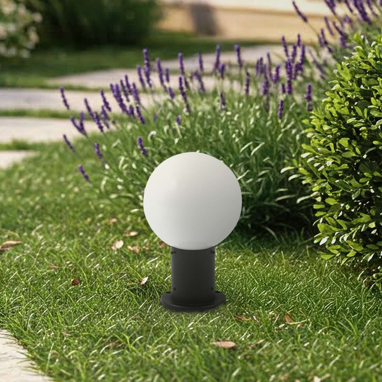 Dangan sokkellampe, højde 32 cm, hvid, metal, glas - Lindby