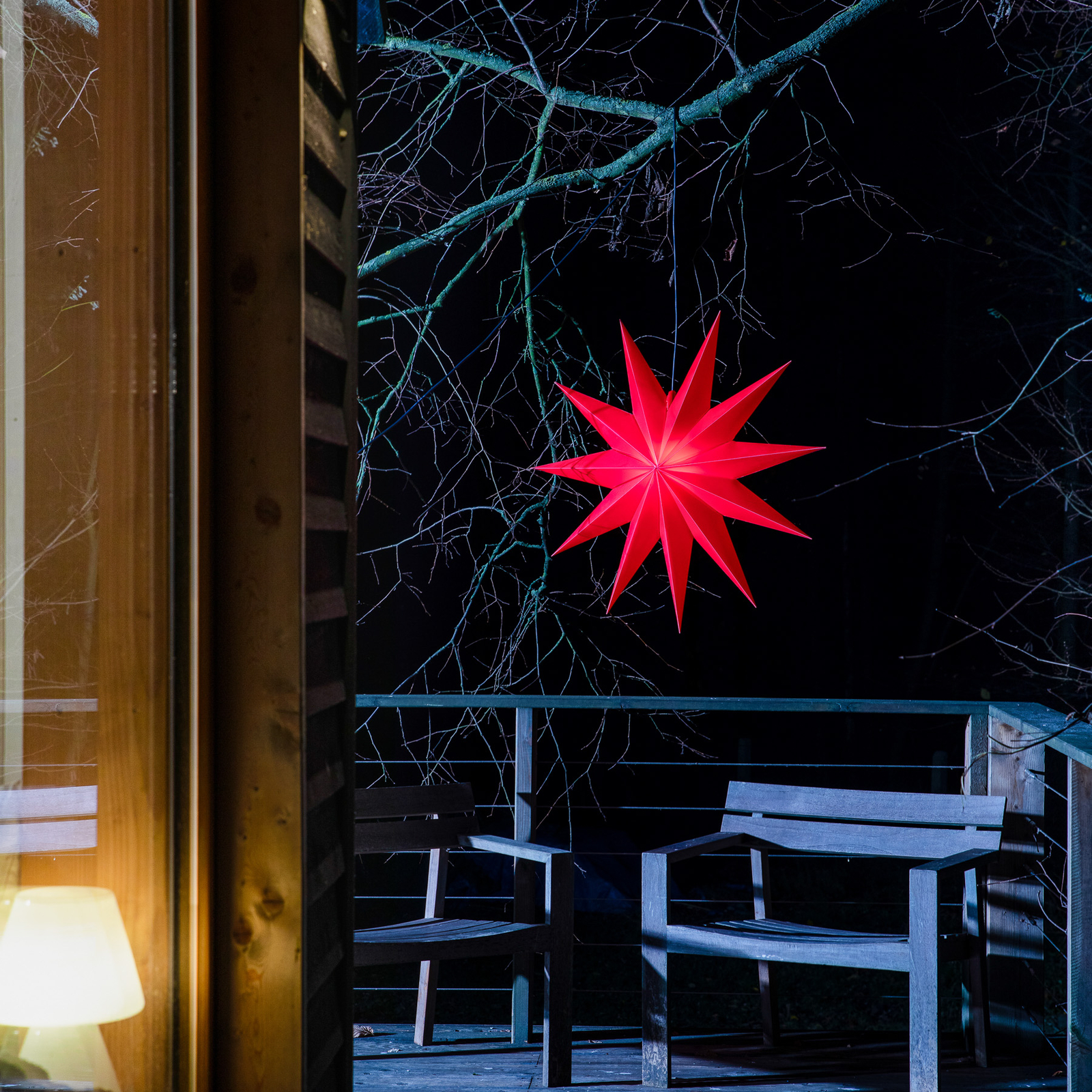 Estrella Jumbo, exterior, 11 puntas, Ø 100 cm rojo