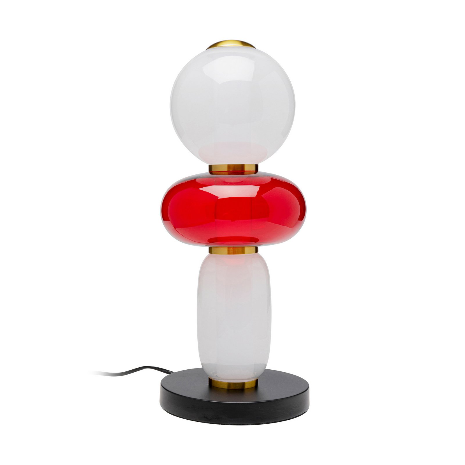 Kare galda lampa Sugar, balta/sarkana, stikls, 43 cm augsta, G9