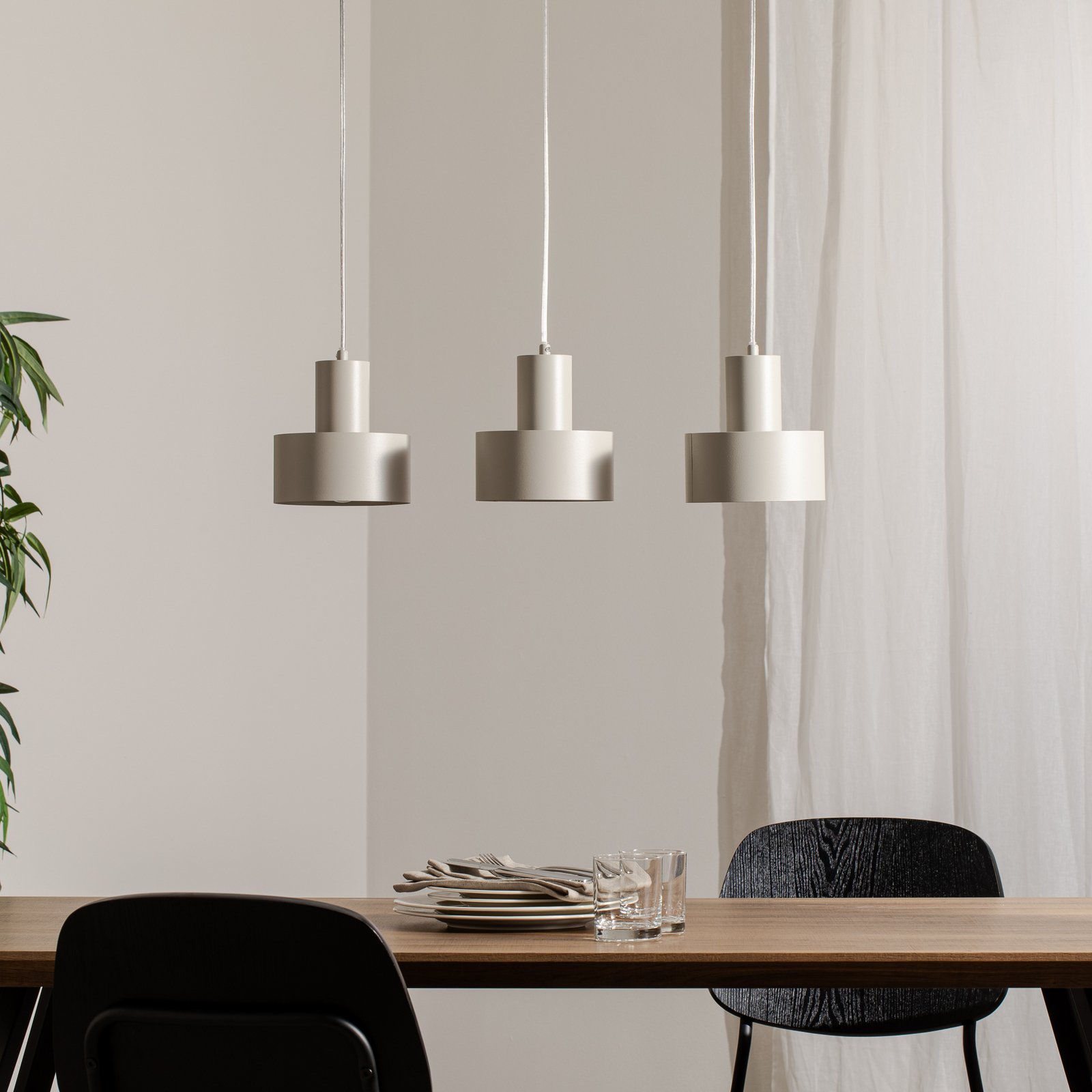 Hängeleuchte Rif 3, taupe, 3-flammig, linear, Stahl