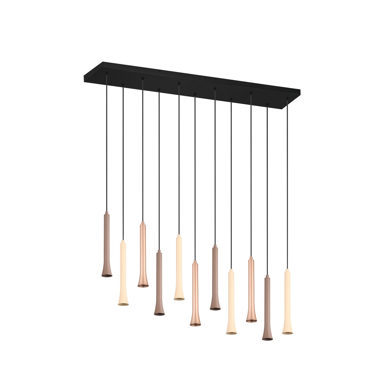 Hanglamp Fiato, 11-lamps, lang, metaal, taupe, koffie