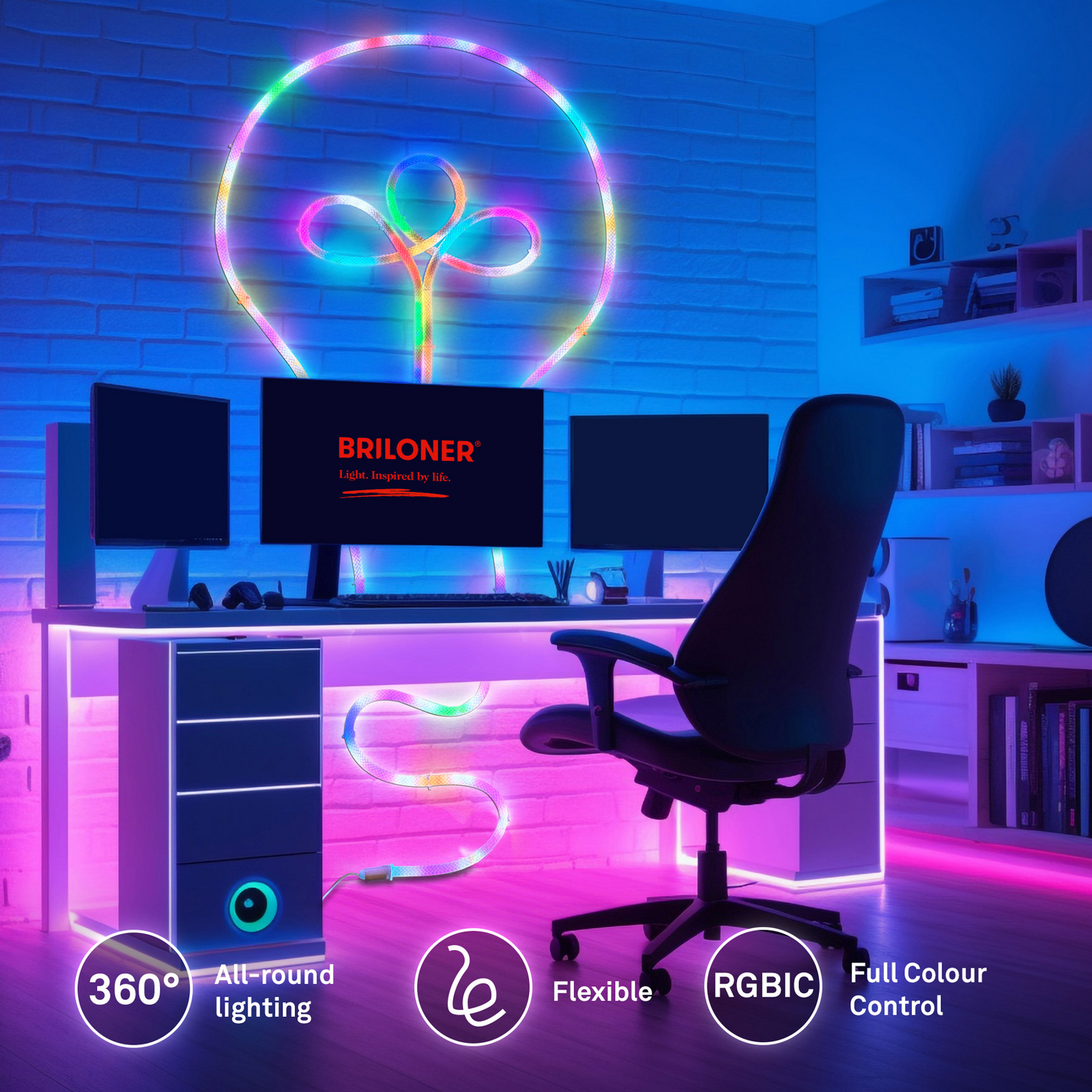 LED lichtslang RGBIC, wit, lengte 5 meter, USB LED lichtslang RGBIC, wit, lengte 5 meter, USB