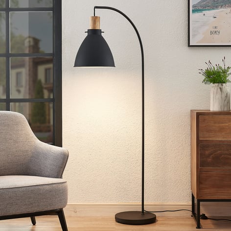 Lindby Trebale Floor Lamp With Wood, Large Lampshade For Floor Lamp Uk