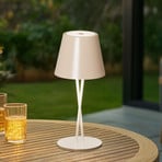 Lindby LED rechargeable table lamp Janea, CROSS, beige, metal