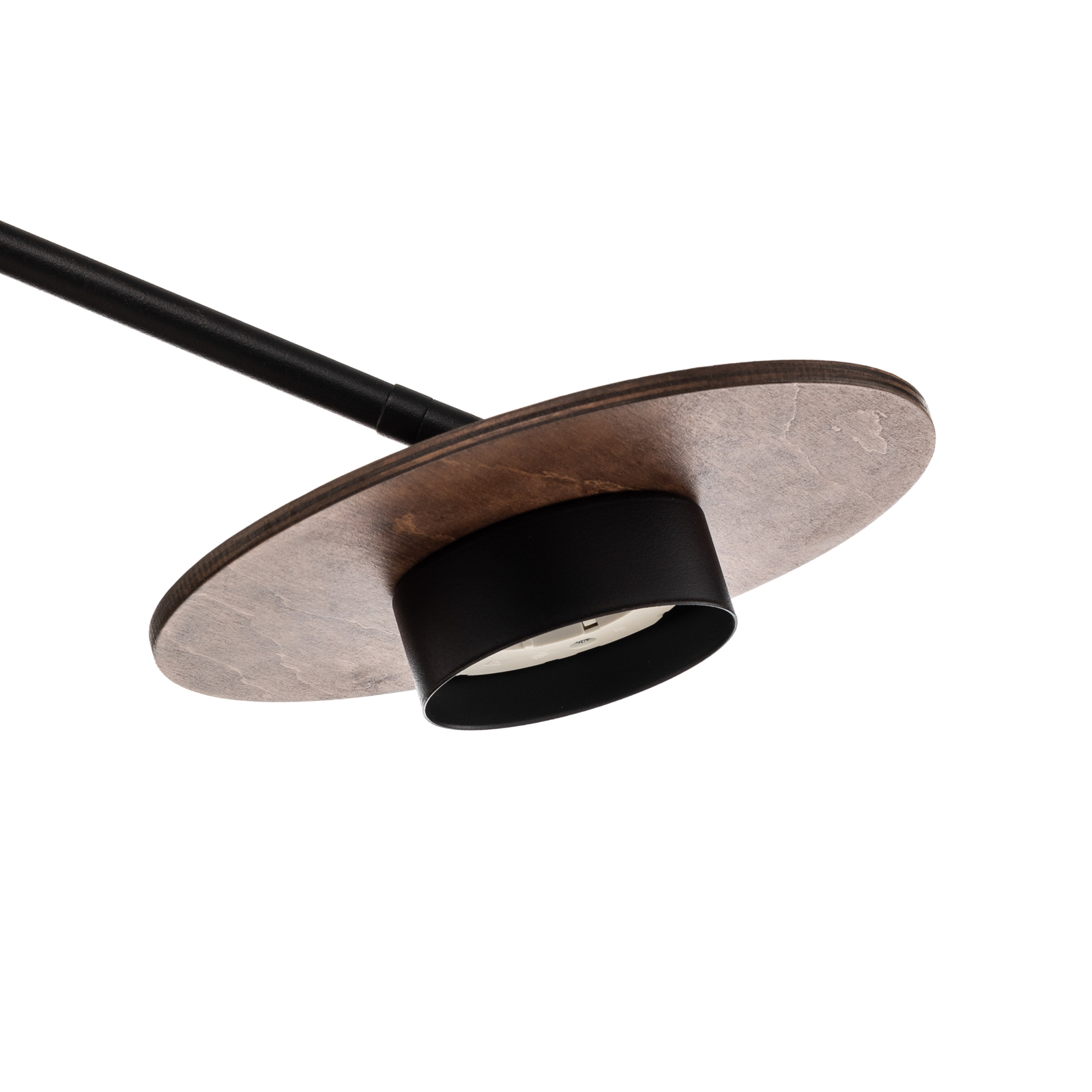 Plafonnier Disk avec éléments en bois, à 3 lampes