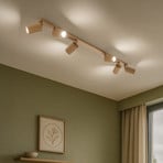 Downlight de techo carbono, dorado, longitud 117 cm, aluminio, 6 luces.