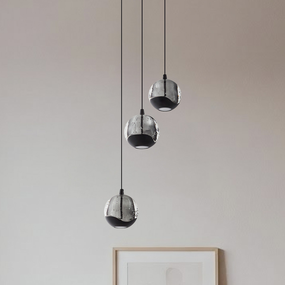 Lucande Hayley LED-pendellampa med 3 lampor, svart från Lucande