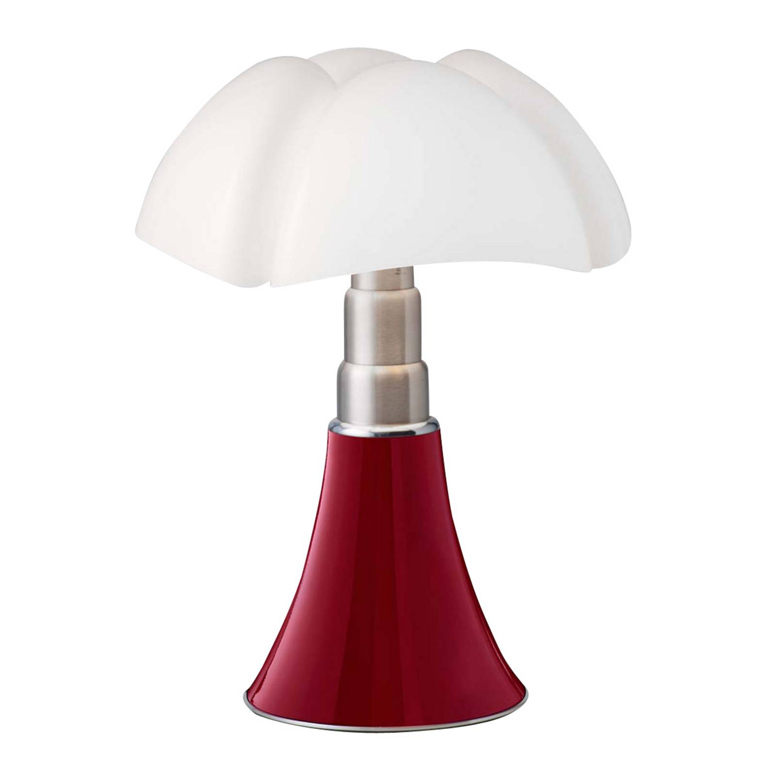 Martinelli Luce Lámpara de mesa de diseño - Lámpara de mesa - Salón / Comedor - rojo púrpura, acero inoxidable, opalino blanco