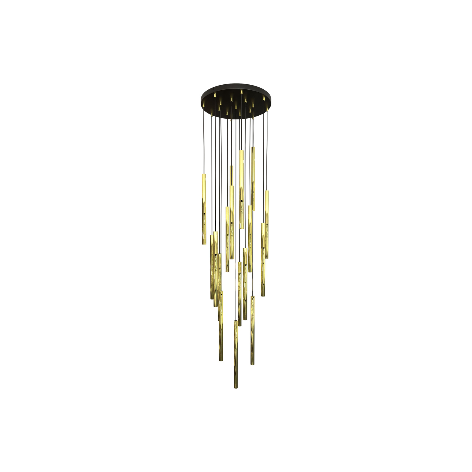 Hanglamp Selter, goudkleurig, 17-lichts, metaal