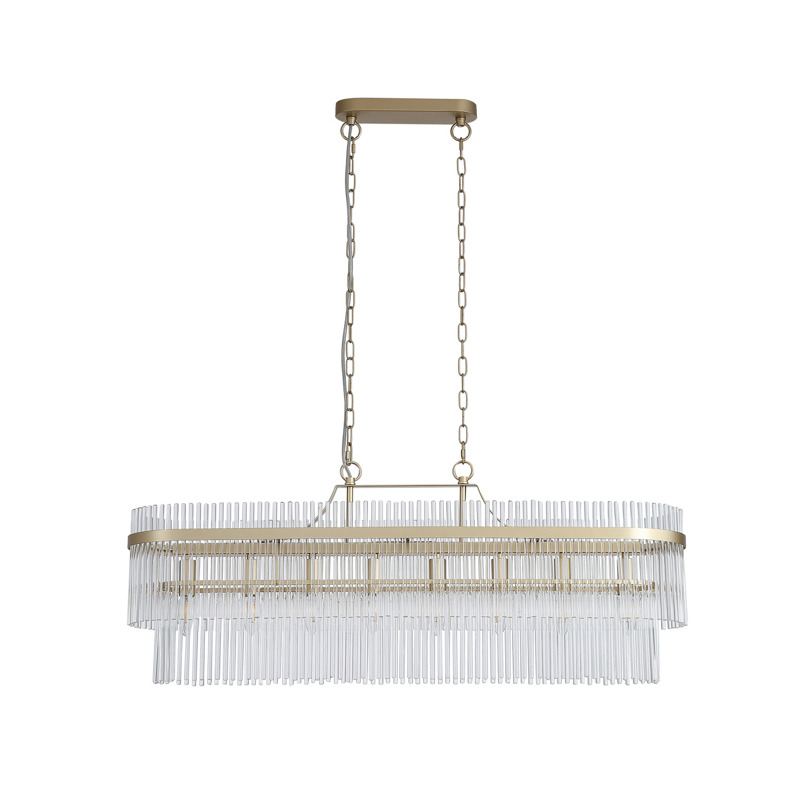 Suspension Lara, longueur 98 cm, doré/transparent, verre/métal