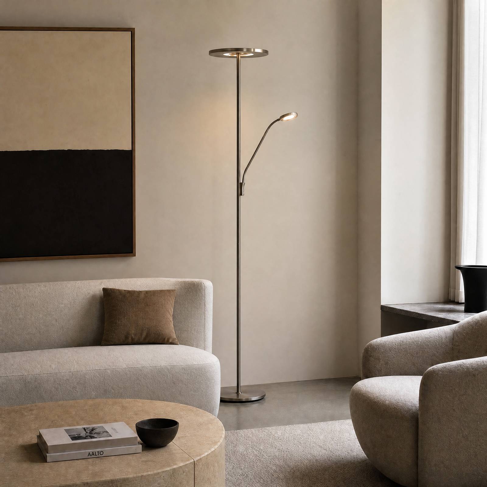 Lucande Raymond Led Floor Lamp, Titanium Colour, Cct, Reading Light