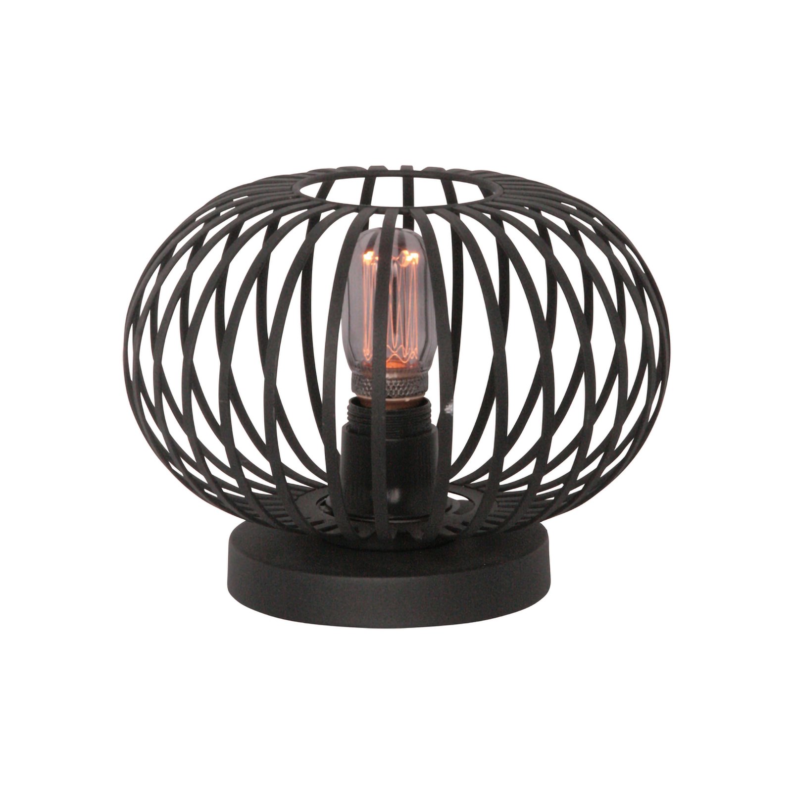 Lampe de table Aglio, Ø 25 cm, noir, métal