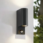 Lindby Palina outdoor wall light, sensor, IP44, anthracite