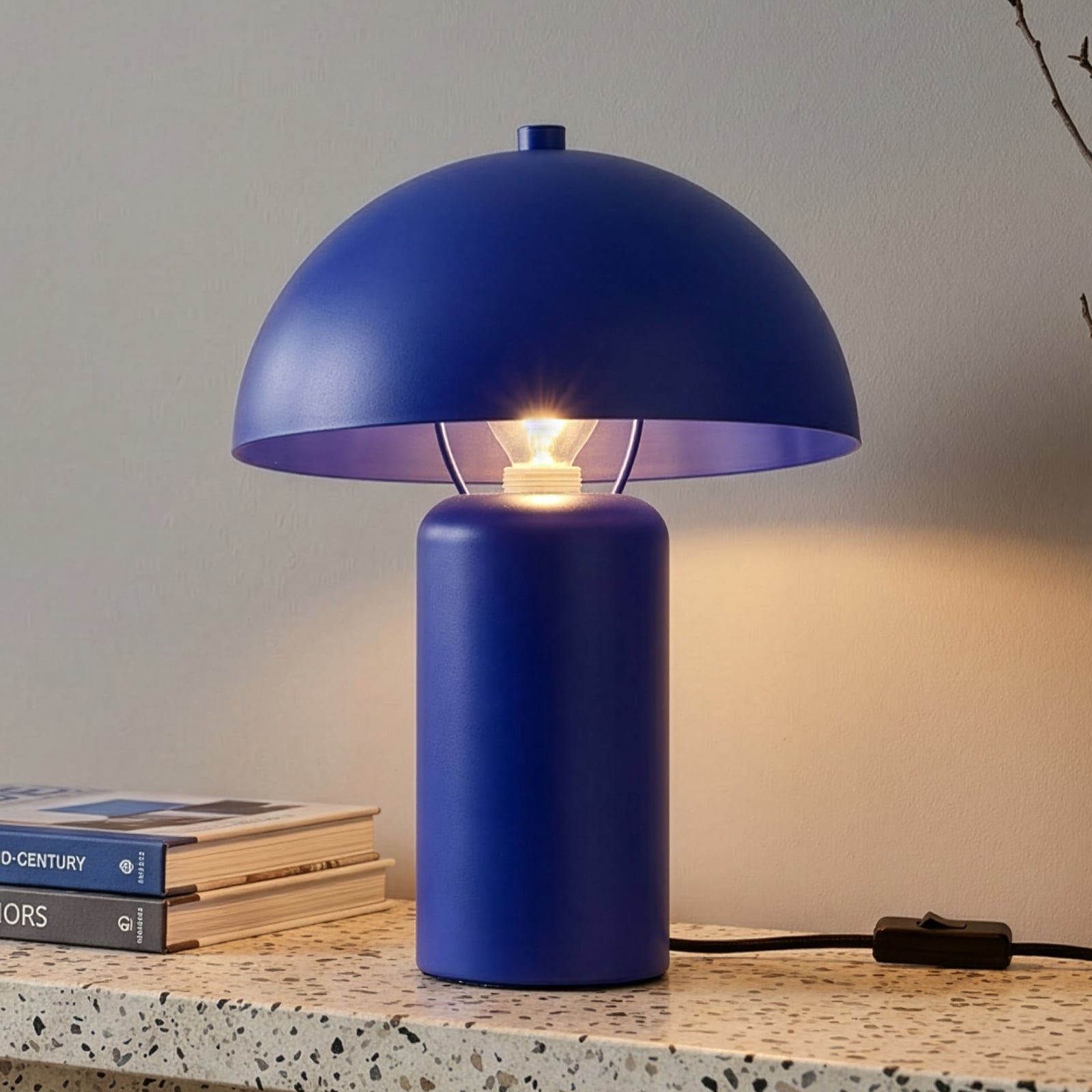 Bordlampe Enya, blå, metall, høyde 25,5 cm, E14