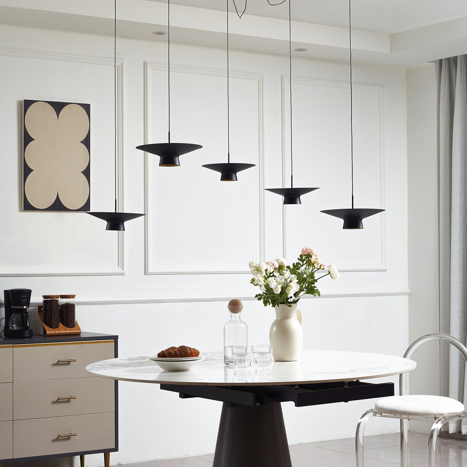 Candeeiro suspenso Lindby Norvind, 10 lâmpadas, preto, metal