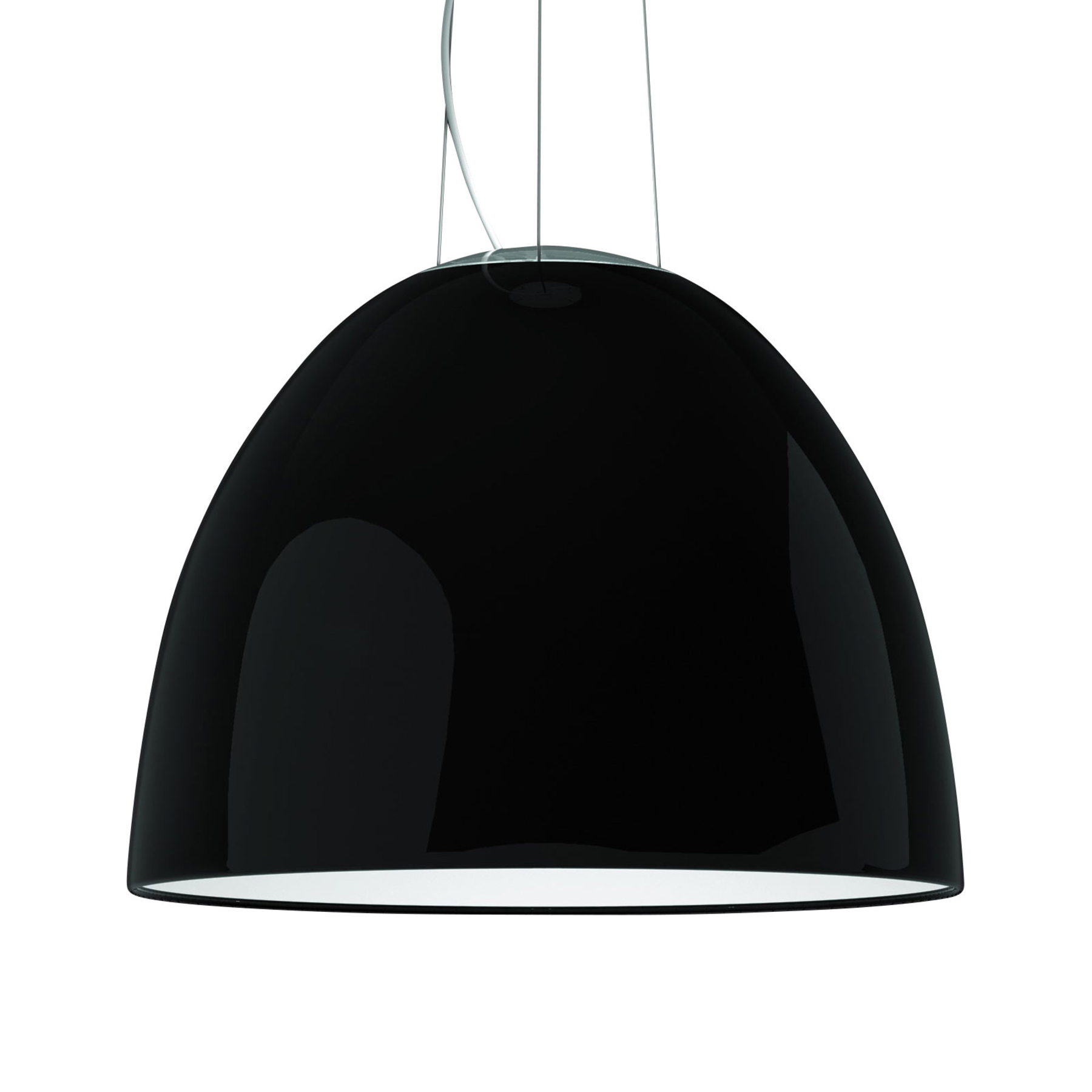 Artemide Nur Gloss hanging light, glossy black, for Living / Dining Room, aluminium, glass, polycarbonate, E27, 205 W, energy efficiency: A++, H: 43 cm