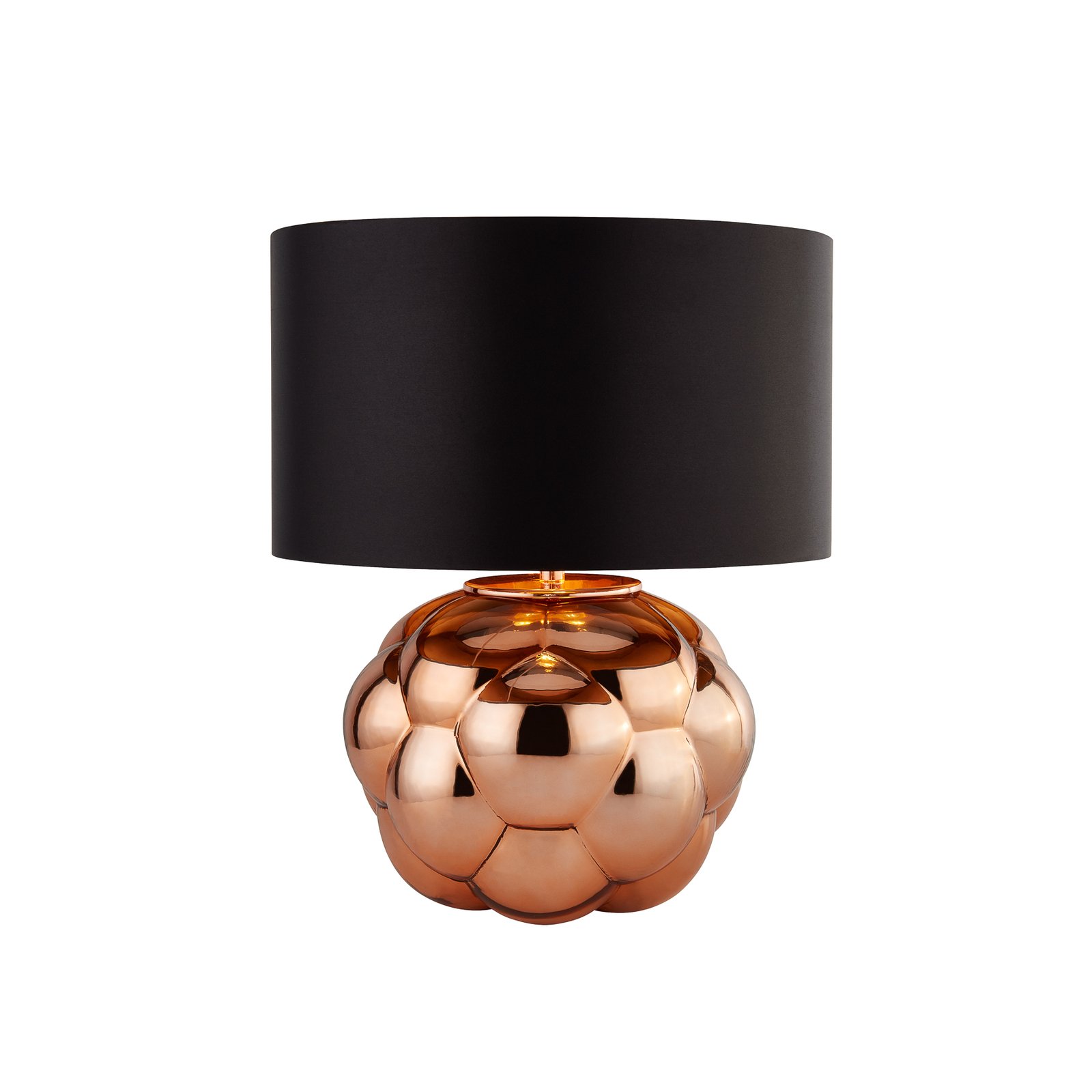 Fizz table lamp, black/copper, glass, 30 cm high, E27