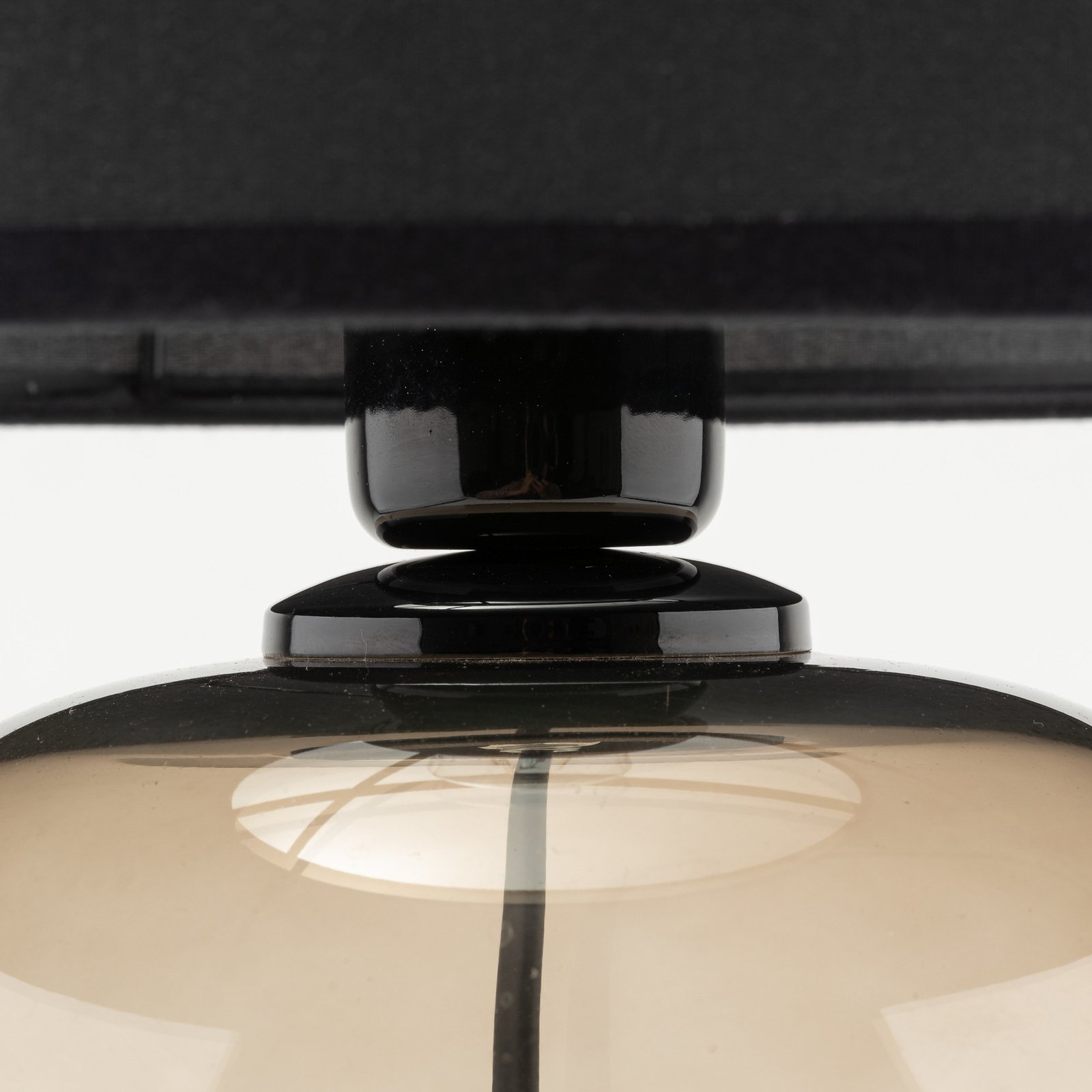 Lampada da tavolo Melody, altezza 48 cm, vetro marrone, tessuto nero