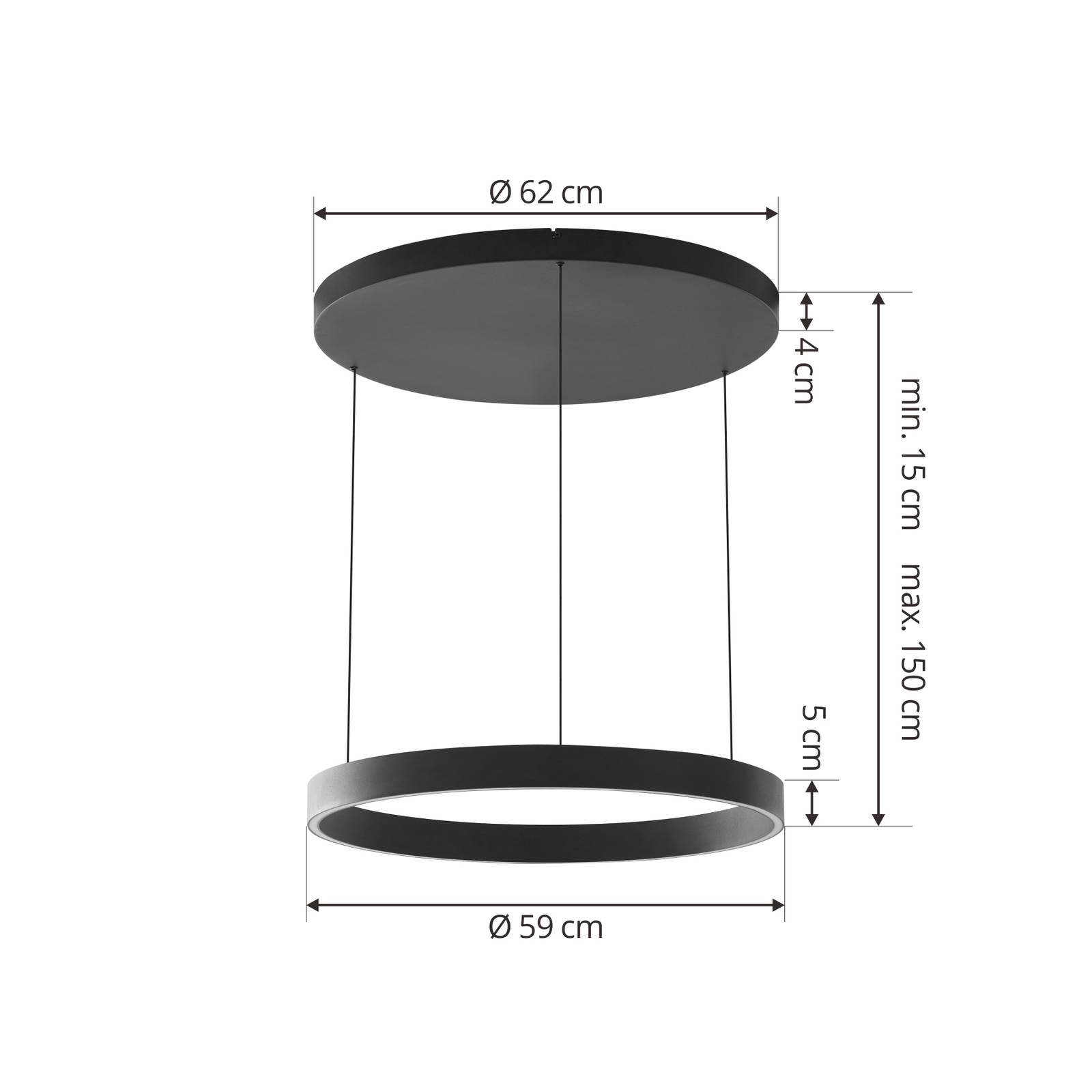 Żyrandol LED Philine, Ø 60 cm, czarny, żelazo