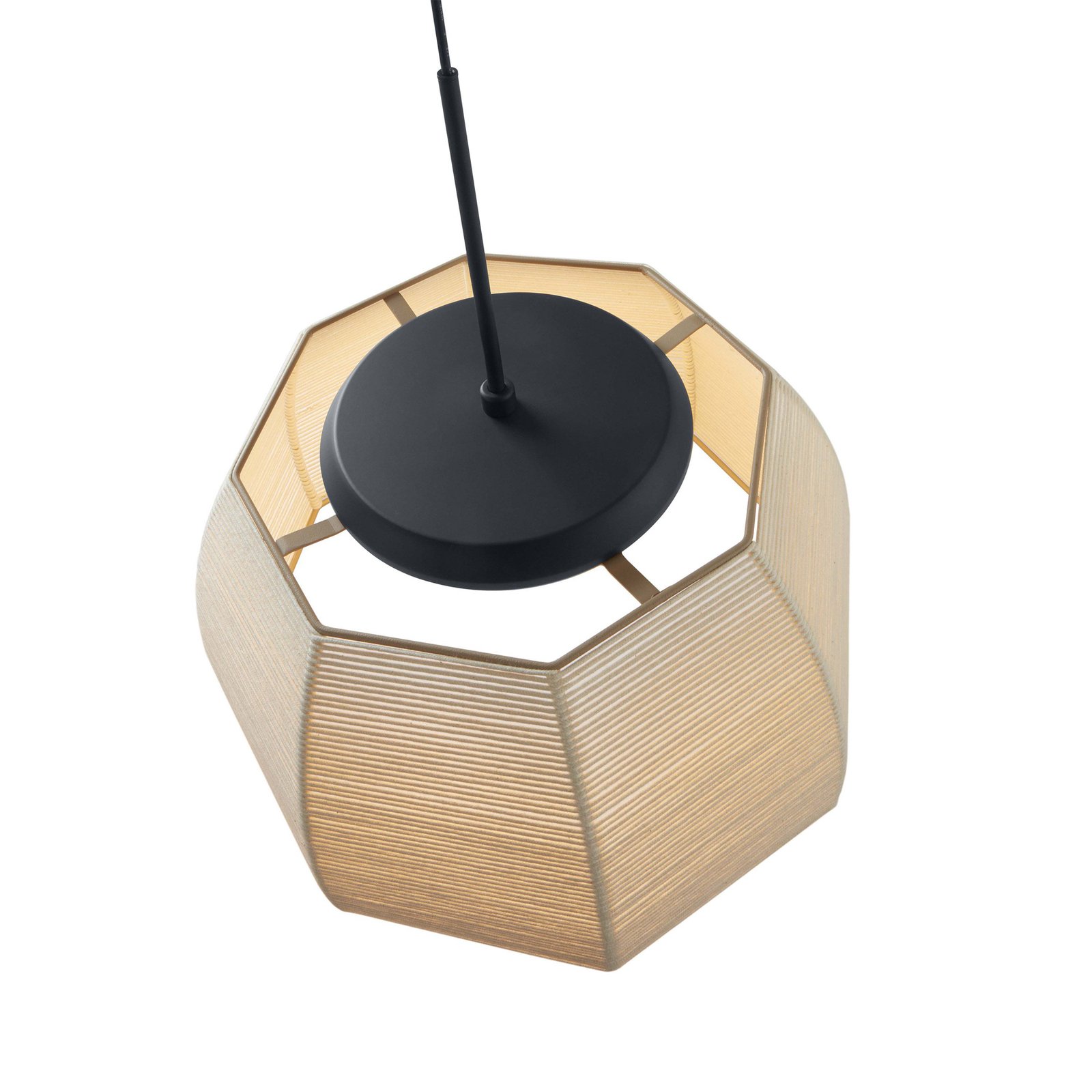 Bover LED hanging light Tanit, Ø 61 cm, black/beige, fabric